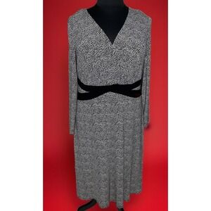 Jessica Howard Womens Dress 18 Black And White Print Fit Flare Black White Print